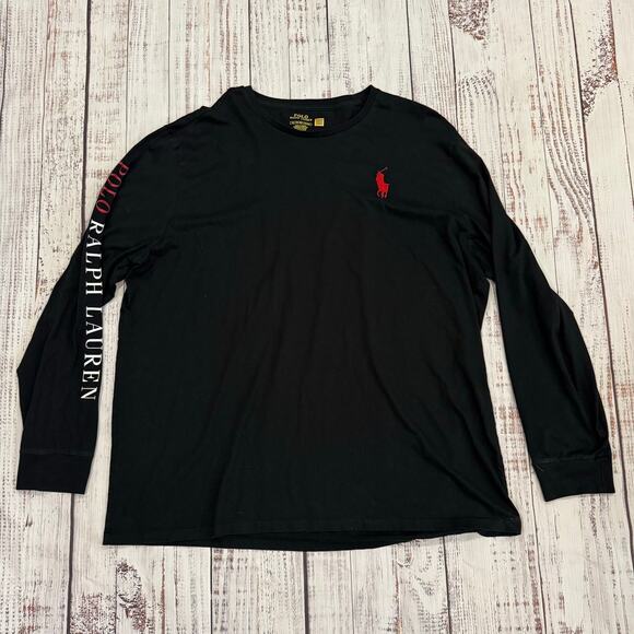 Polo by Ralph Lauren Other - Polo Ralph Lauren XXL Black Long Sleeve Logo Tee Red Pony Sleeve Print
